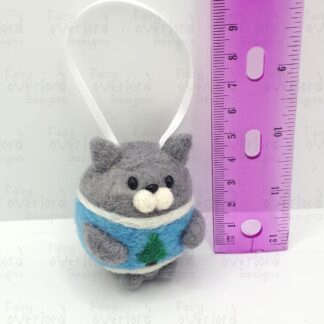 Festive Sweater Cat (Grey) Ornament